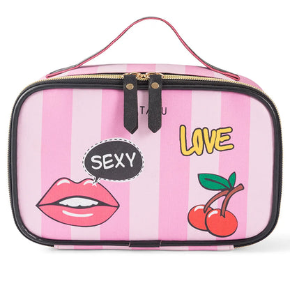 Women'S Medium All Seasons Pu Leather Heart Shape Classic Style Square Zipper Cosmetic Bag