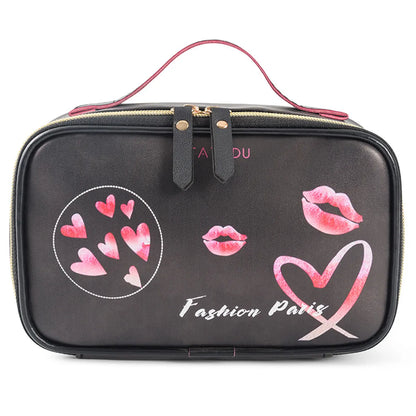 Women'S Medium All Seasons Pu Leather Heart Shape Classic Style Square Zipper Cosmetic Bag