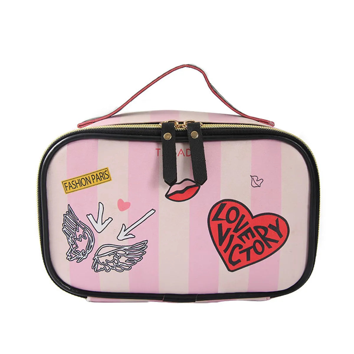 Women'S Medium All Seasons Pu Leather Heart Shape Fashion Square Zipper Cosmetic Bag