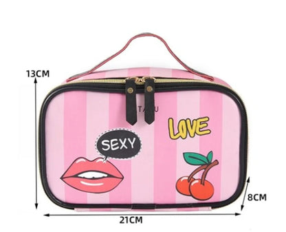 Women'S Medium All Seasons Pu Leather Heart Shape Fashion Square Zipper Cosmetic Bag