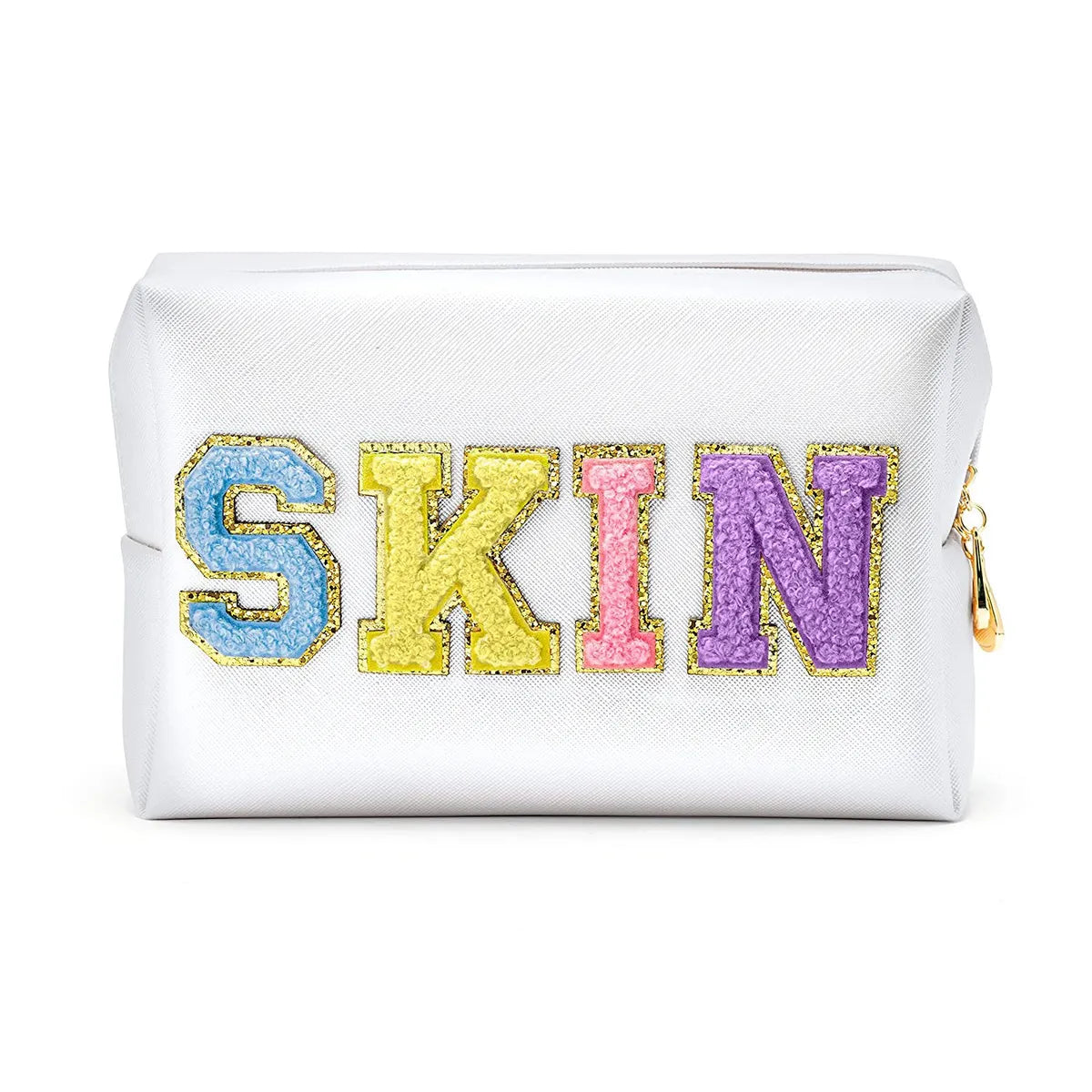 Women'S Medium All Seasons Pu Leather Letter Solid Color Fashion Square Zipper Cosmetic Bag