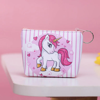 Women'S Medium All Seasons Pu Leather Polyester Unicorn Cute Square Zipper Cosmetic Bag