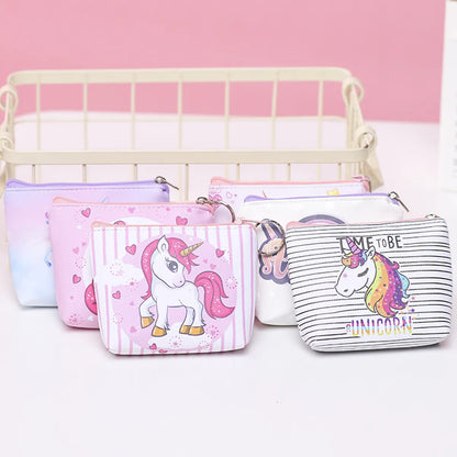 Women'S Medium All Seasons Pu Leather Polyester Unicorn Cute Square Zipper Cosmetic Bag