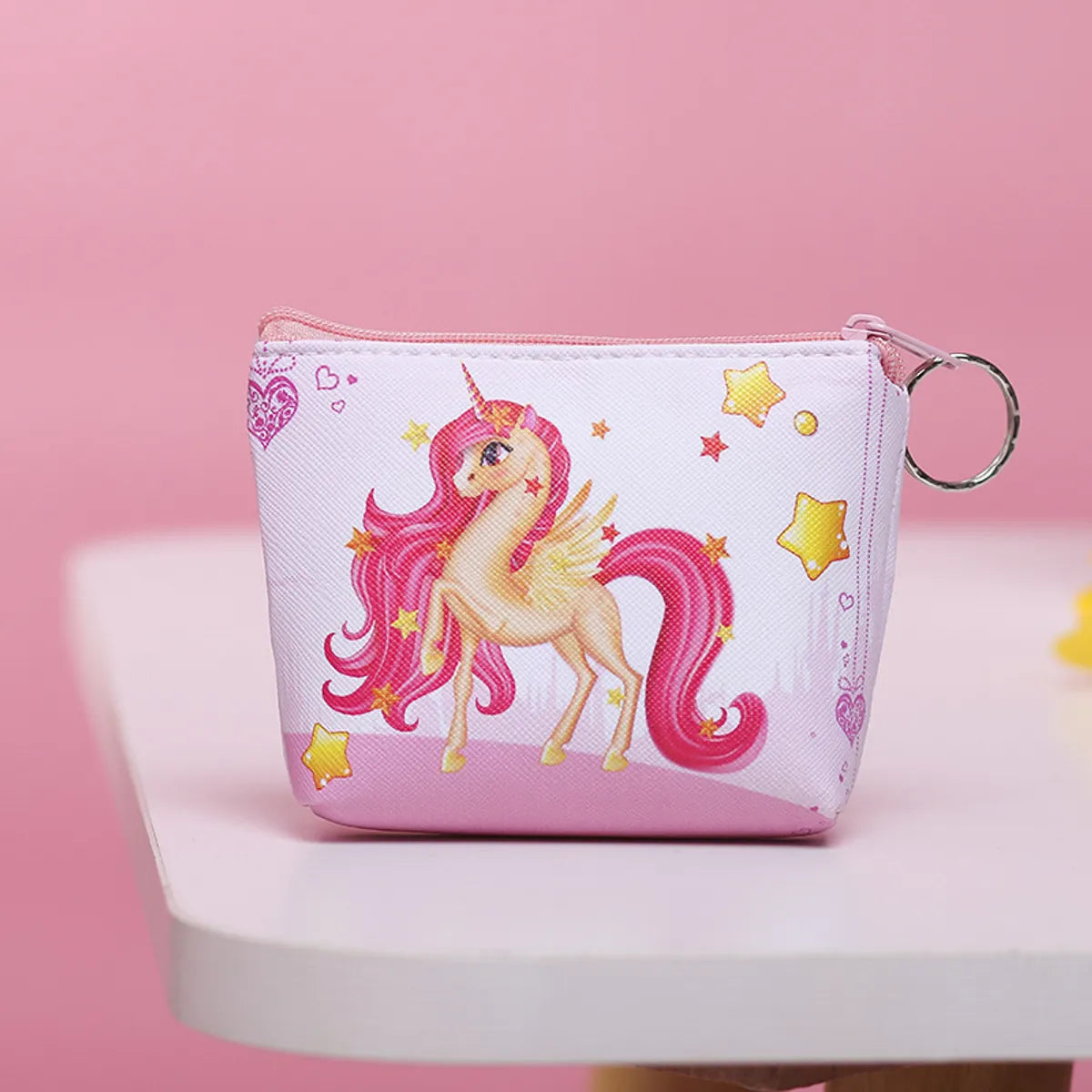 Women'S Medium All Seasons Pu Leather Polyester Unicorn Cute Square Zipper Cosmetic Bag