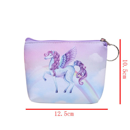 Women'S Medium All Seasons Pu Leather Polyester Unicorn Cute Square Zipper Cosmetic Bag