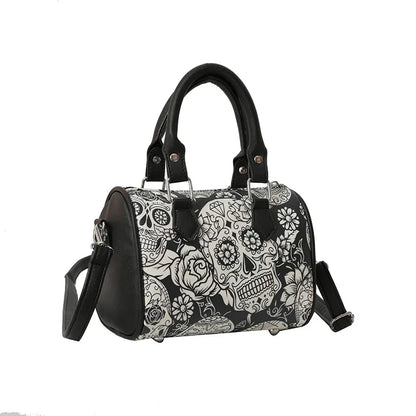 Women'S Medium Pu Leather Skull Elegant Basic Classic Style Pillow Shape Zipper Shoulder Bag Handbag Crossbody Bag