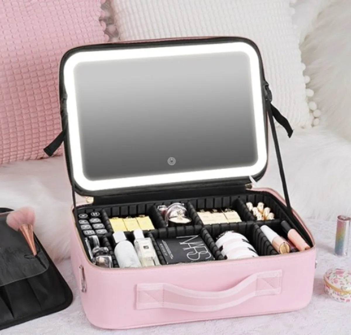 Women'S Medium All Seasons Pu Leather Solid Color Elegant Classic Style Zipper Cosmetic Bag