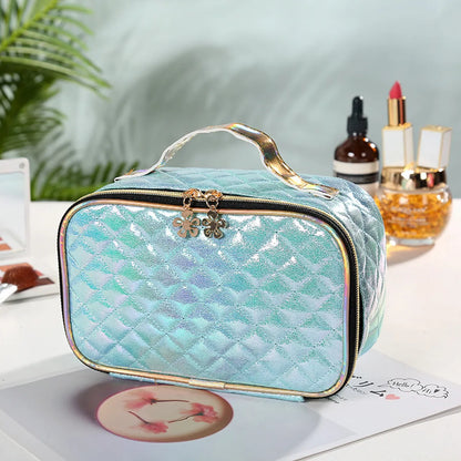 Women'S Medium All Seasons Pu Leather Solid Color Elegant Square Zipper Cosmetic Bag