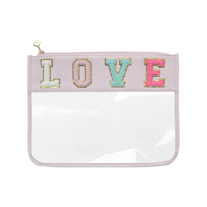 Women'S Medium All Seasons Pvc Letter Fashion Embroidery Square Zipper Cosmetic Bag