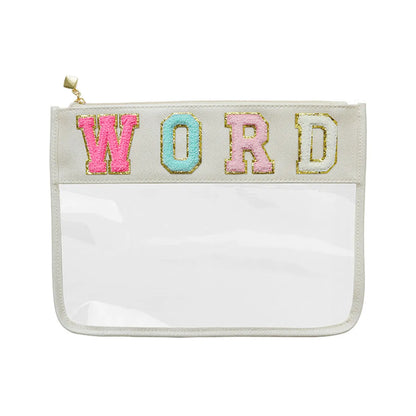 Women'S Medium All Seasons Pvc Letter Fashion Embroidery Square Zipper Cosmetic Bag