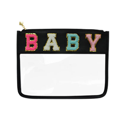 Women'S Medium All Seasons Pvc Letter Fashion Embroidery Square Zipper Cosmetic Bag