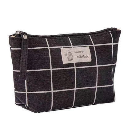 Women'S Medium Canvas Geometric Basic Square Zipper Cosmetic Bag