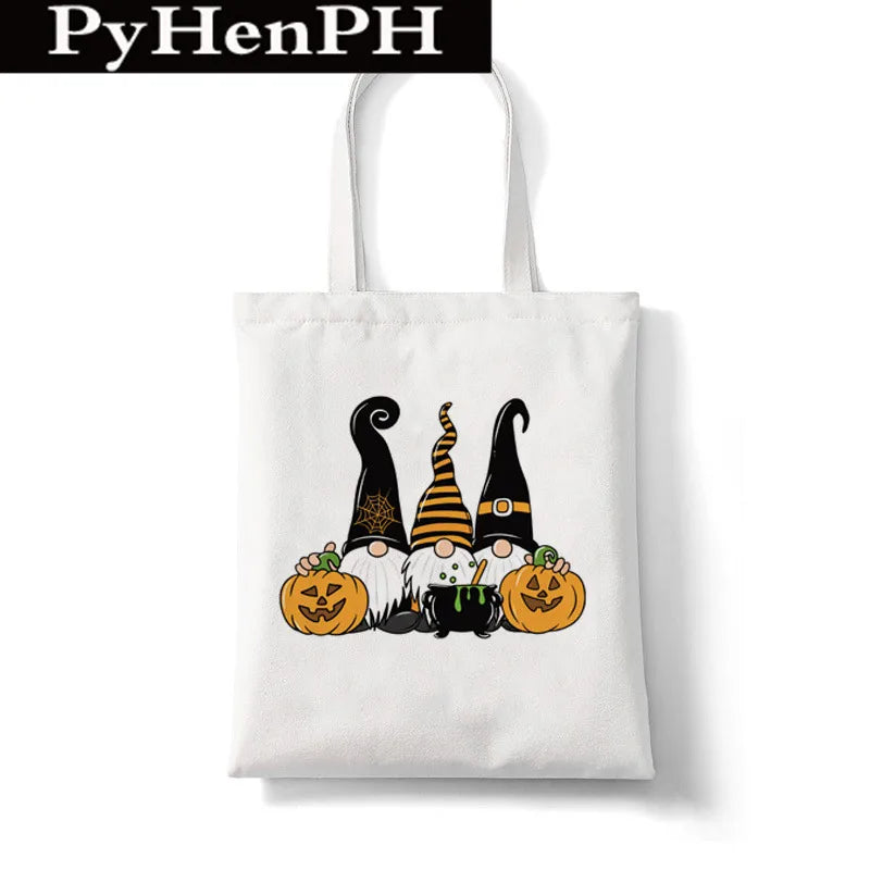 Women'S Medium Canvas Pumpkin Letter Cat Streetwear Square Open Shoulder Bag