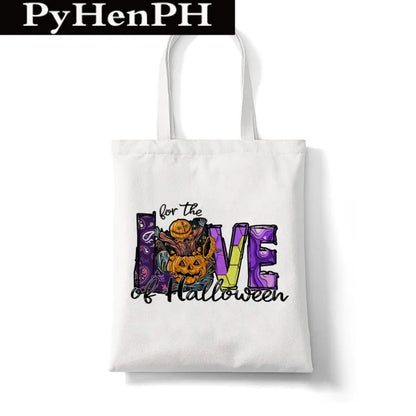 Women'S Medium Canvas Pumpkin Letter Cat Streetwear Square Open Shoulder Bag