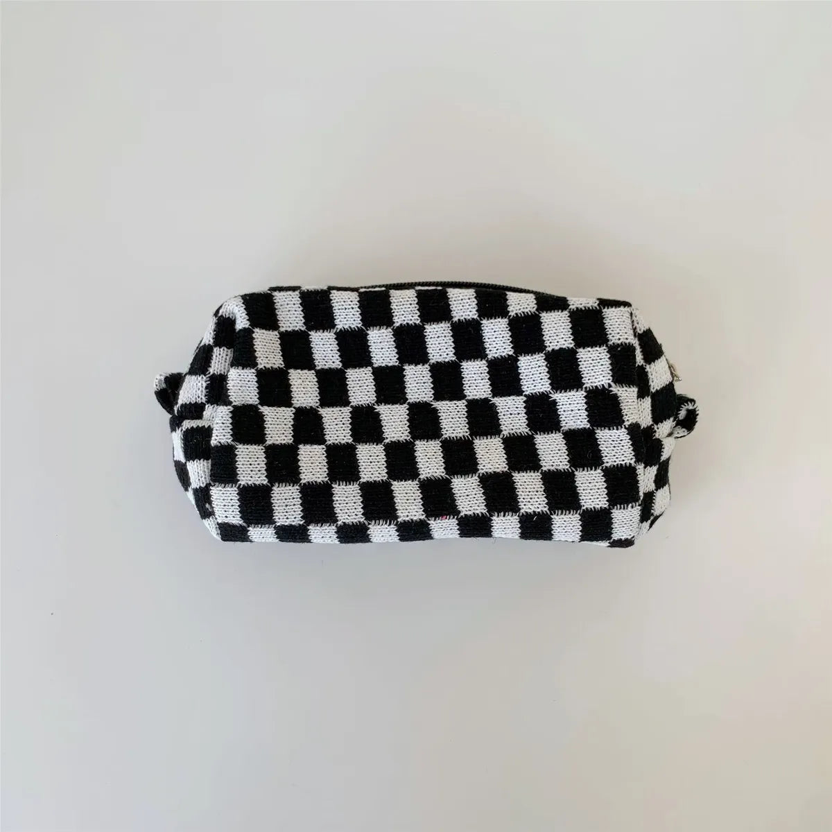 Women'S Medium Knitted Fabric Plaid Fashion Square Zipper Cosmetic Bag