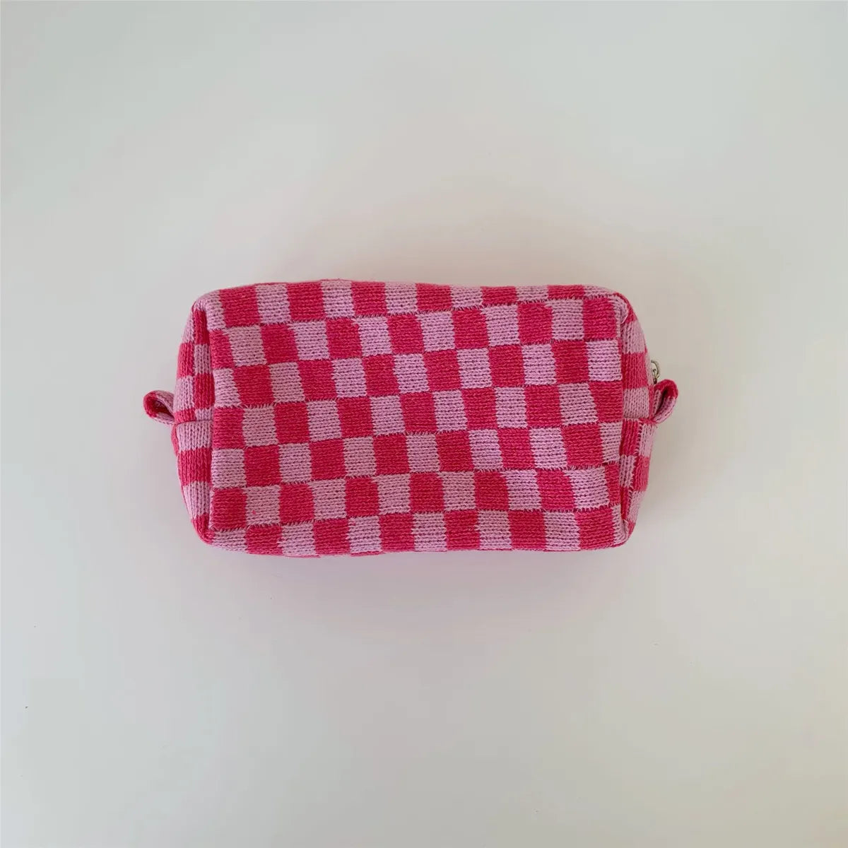 Women'S Medium Knitted Fabric Plaid Fashion Square Zipper Cosmetic Bag