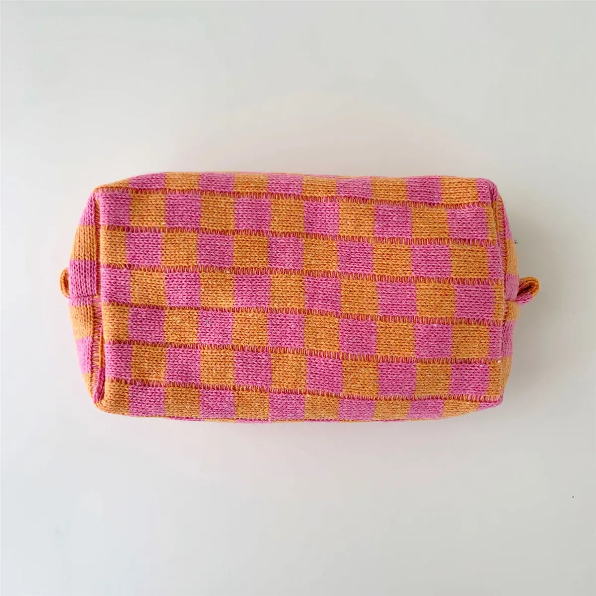 Women'S Medium Knitted Fabric Plaid Fashion Square Zipper Cosmetic Bag