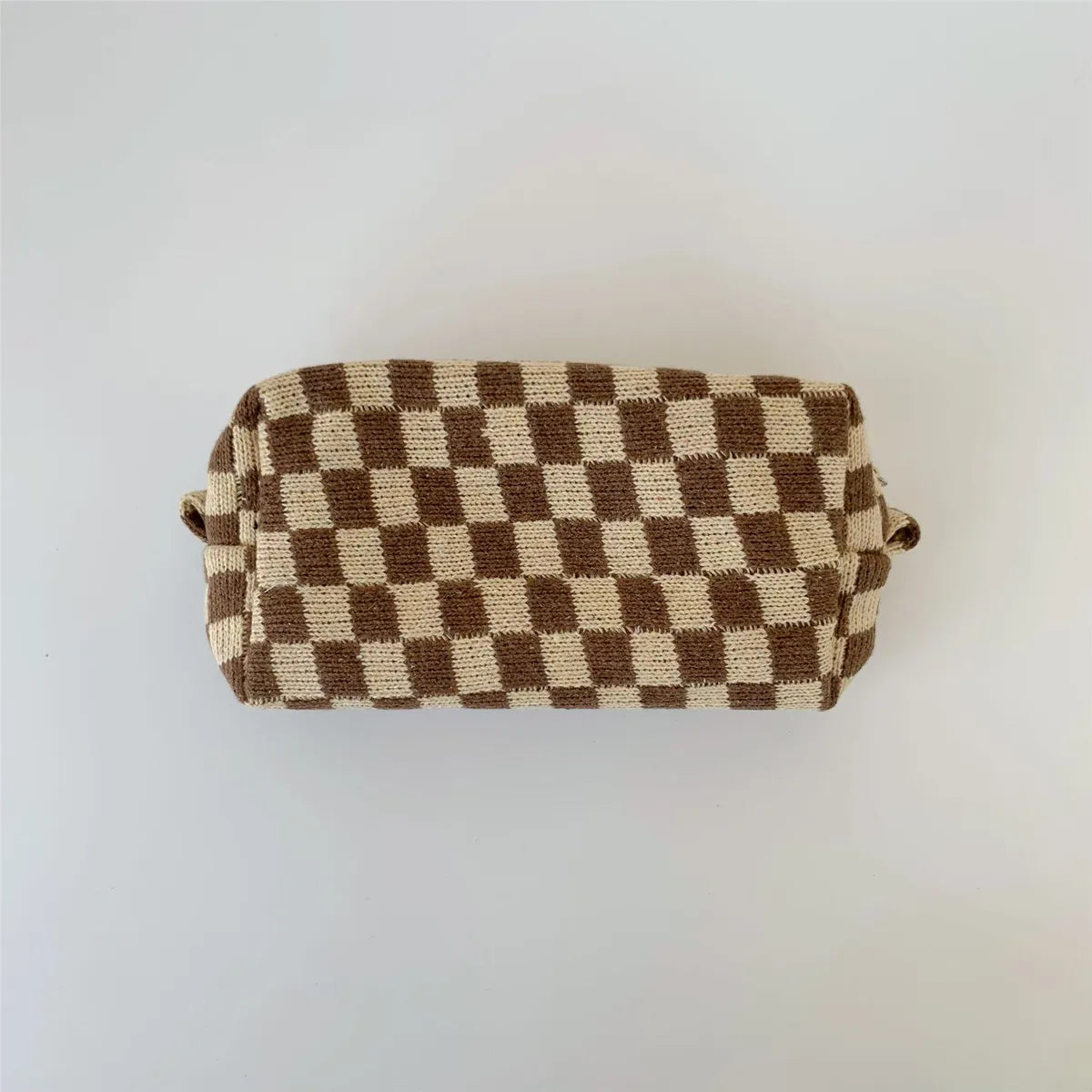 Women'S Medium Knitted Fabric Plaid Fashion Square Zipper Cosmetic Bag