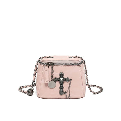 Women'S Medium Pu Leather Cross Solid Color Streetwear Square Zipper Crossbody Bag