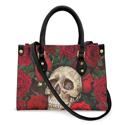 Women'S Medium Pu Leather Human Floral Streetwear Square Hook Loop Tote Bag