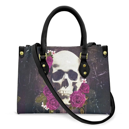 Women'S Medium Pu Leather Human Floral Streetwear Square Hook Loop Tote Bag