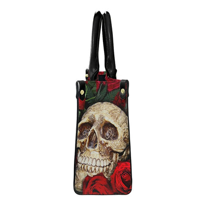 Women'S Medium Pu Leather Human Floral Streetwear Square Hook Loop Tote Bag