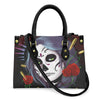 Women'S Medium Pu Leather Human Floral Streetwear Square Hook Loop Tote Bag