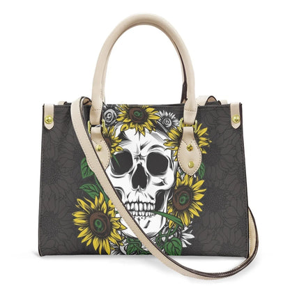 Women'S Medium Pu Leather Human Floral Streetwear Square Hook Loop Tote Bag