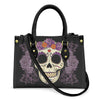 Women'S Medium Pu Leather Human Floral Streetwear Square Hook Loop Tote Bag