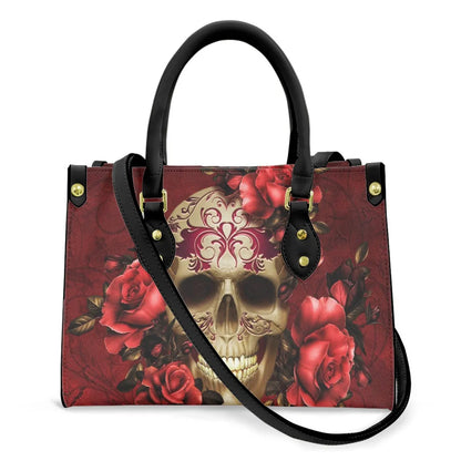 Women'S Medium Pu Leather Human Floral Streetwear Square Hook Loop Tote Bag