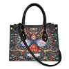 Women'S Medium Pu Leather Human Floral Streetwear Square Hook Loop Tote Bag