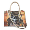 Women'S Medium Pu Leather Human Floral Streetwear Square Hook Loop Tote Bag