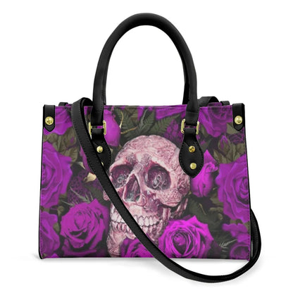 Women'S Medium Pu Leather Human Floral Streetwear Square Hook Loop Tote Bag