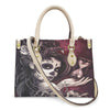 Women'S Medium Pu Leather Human Floral Streetwear Square Hook Loop Tote Bag