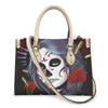 Women'S Medium Pu Leather Human Floral Streetwear Square Hook Loop Tote Bag