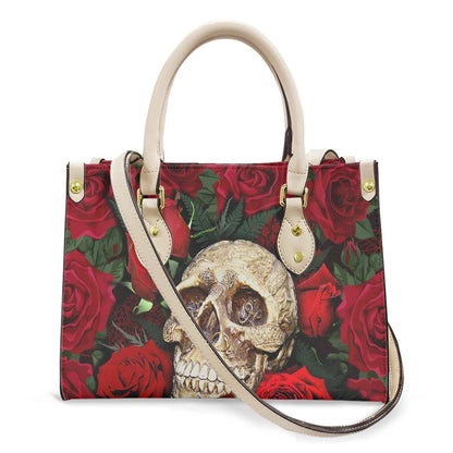 Women'S Medium Pu Leather Human Floral Streetwear Square Hook Loop Tote Bag