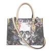 Women'S Medium Pu Leather Human Floral Streetwear Square Hook Loop Tote Bag