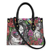 Women'S Medium Pu Leather Human Floral Streetwear Square Hook Loop Tote Bag