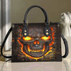 Women'S Medium Pu Leather Human Floral Streetwear Square Hook Loop Tote Bag