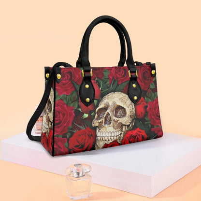 Women'S Medium Pu Leather Human Floral Streetwear Square Hook Loop Tote Bag