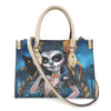 Women'S Medium Pu Leather Human Floral Streetwear Square Hook Loop Tote Bag