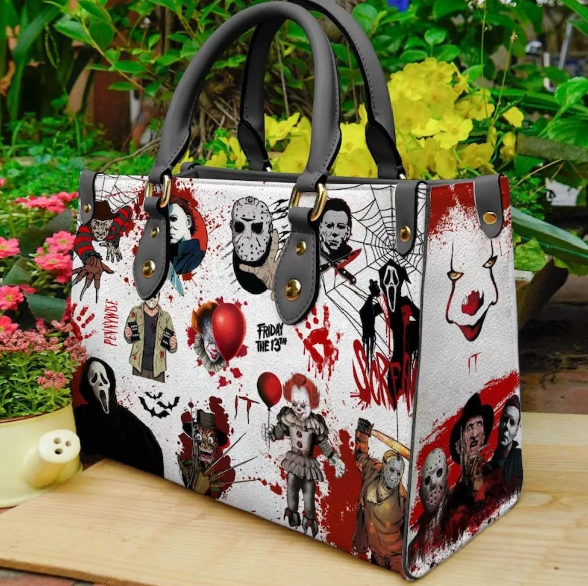 Women'S Medium Pu Leather Letter Streetwear Square Hook Loop Tote Bag