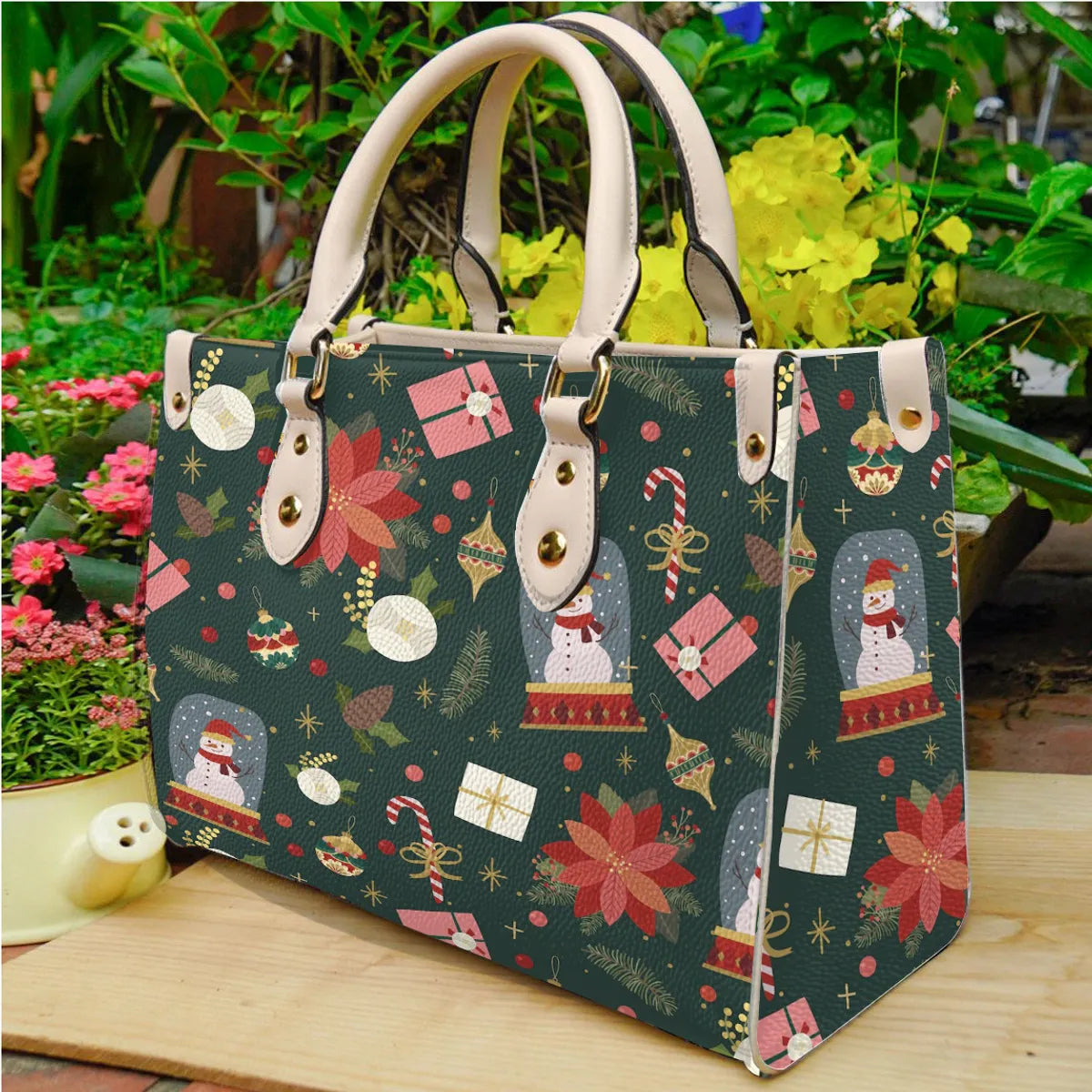 Women'S Medium Pu Leather Letter Streetwear Square Hook Loop Tote Bag