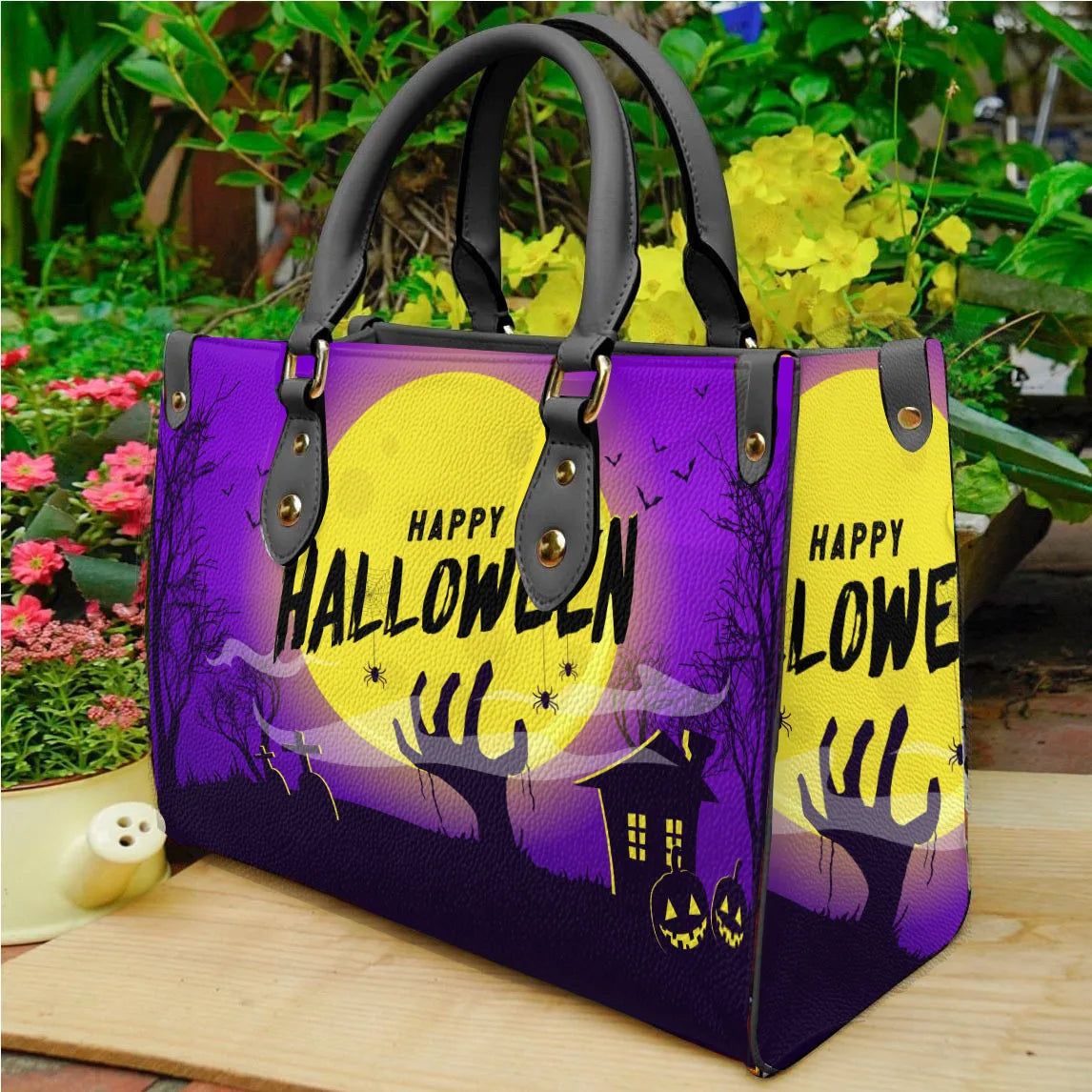 Women'S Medium Pu Leather Pumpkin Letter Streetwear Square Hook Loop Square Bag