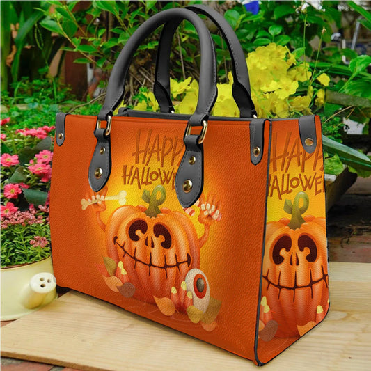 Women'S Medium Pu Leather Pumpkin Letter Streetwear Square Hook Loop Tote Bag