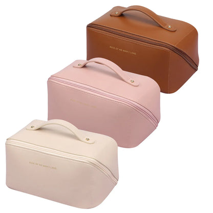 Women'S Medium Pu Leather Solid Color Fashion Square Zipper Cosmetic Bag