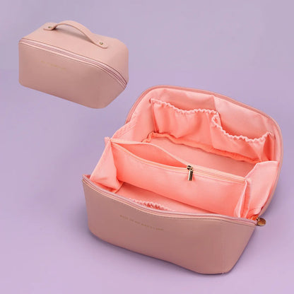 Women'S Medium Pu Leather Solid Color Fashion Square Zipper Cosmetic Bag