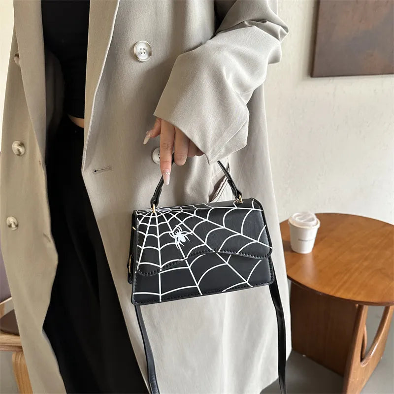 Women'S Medium Pu Leather Spider Streetwear Magnetic Buckle Crossbody Bag