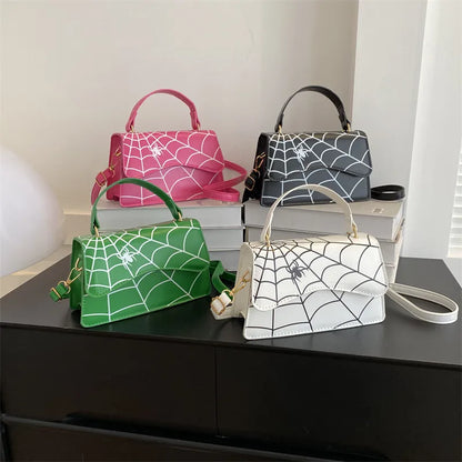 Women'S Medium Pu Leather Spider Streetwear Magnetic Buckle Crossbody Bag