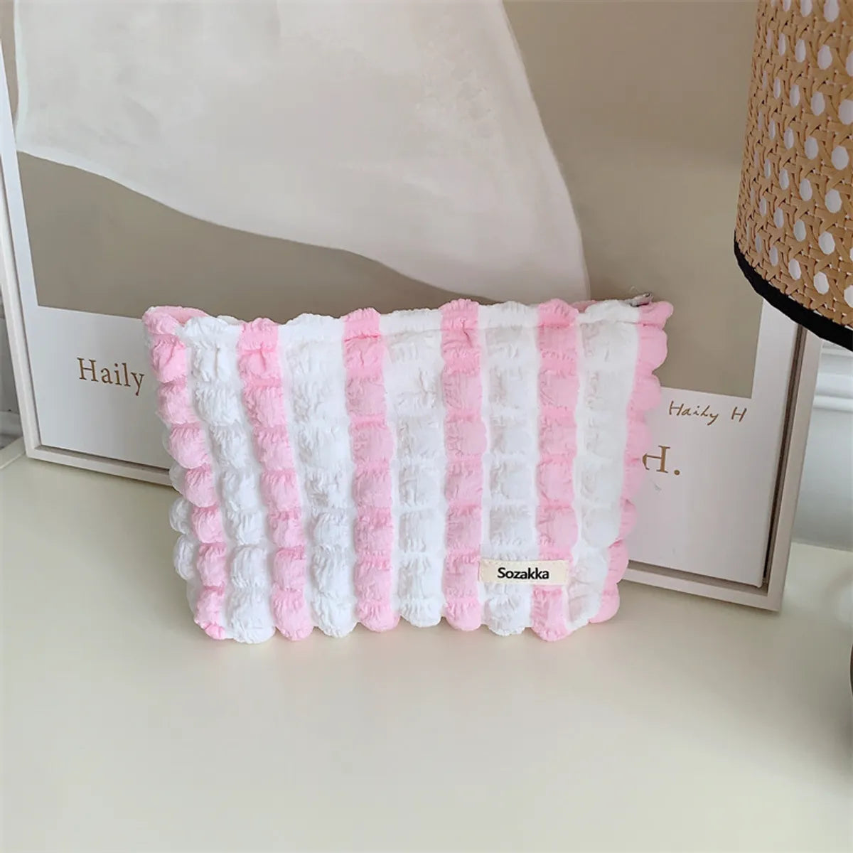 Women'S Medium Summer Polyester Lingge Basic Classic Style Square Zipper Cosmetic Bag